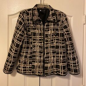 Carole Little Gold and Black Blazer with Geometric Pattern